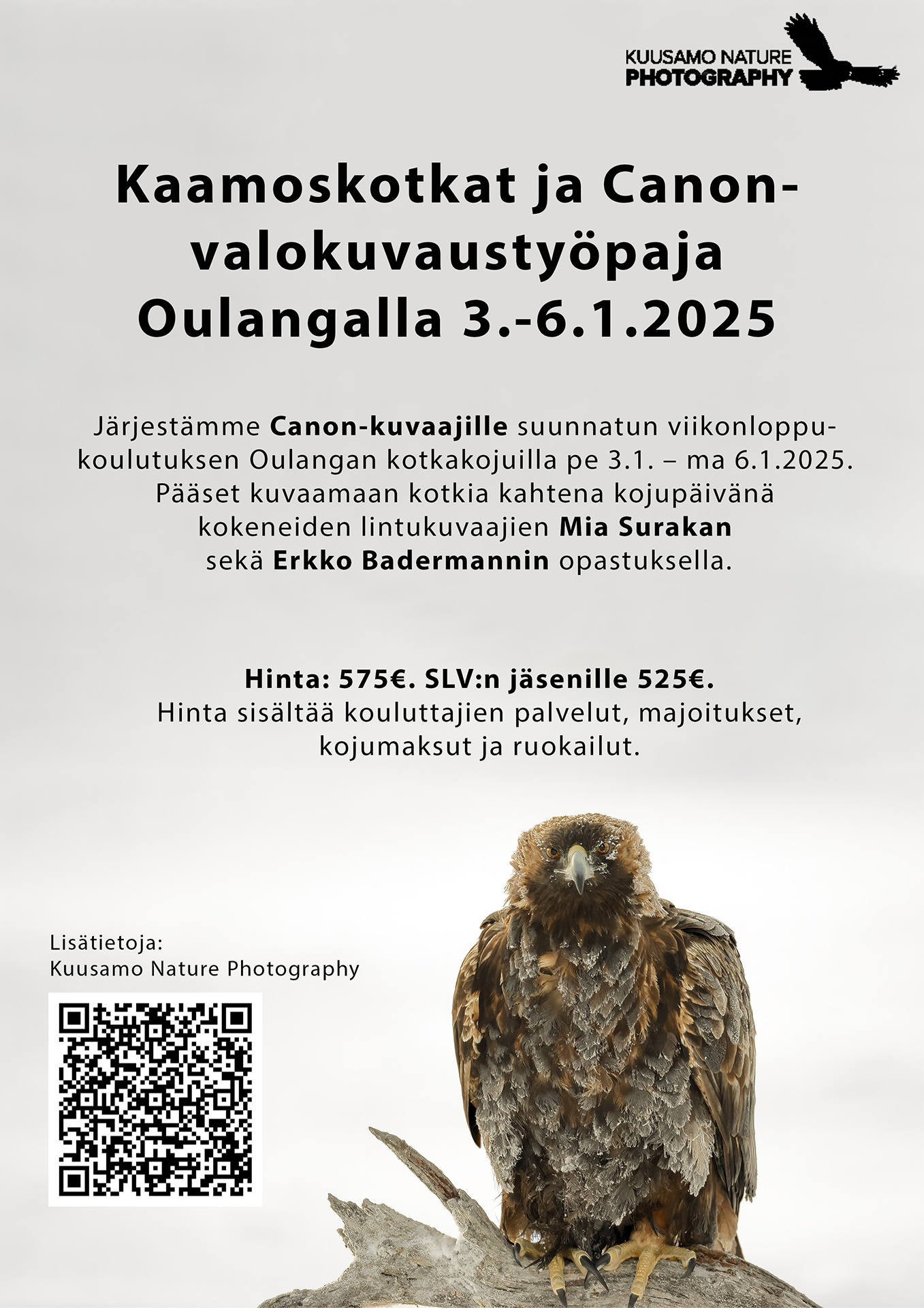 Kuusamo — Kaamoskotkat Oulangalla (Canon-työpaja)