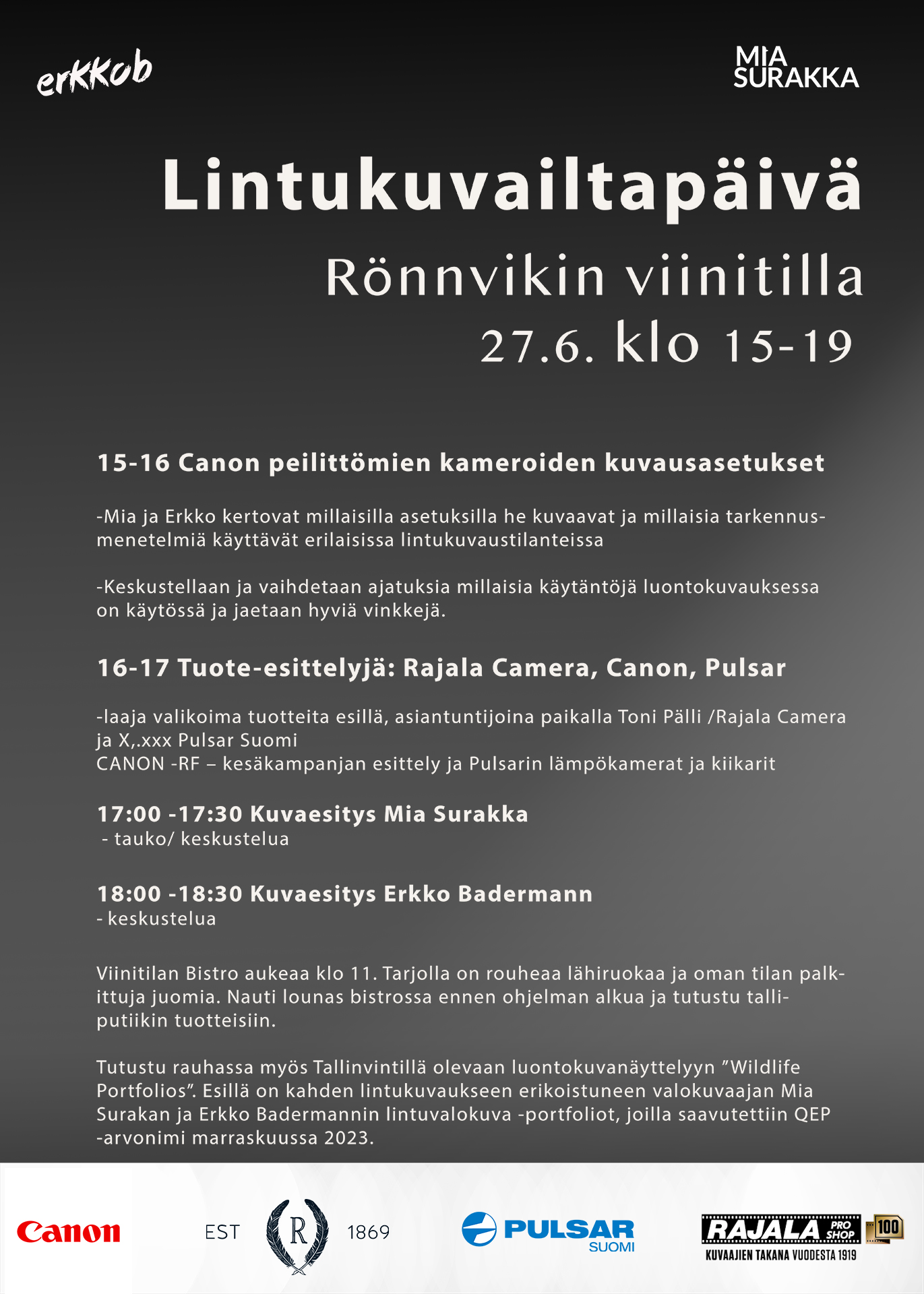 Rönnvikin viinitila — Lintukuvauspäivä